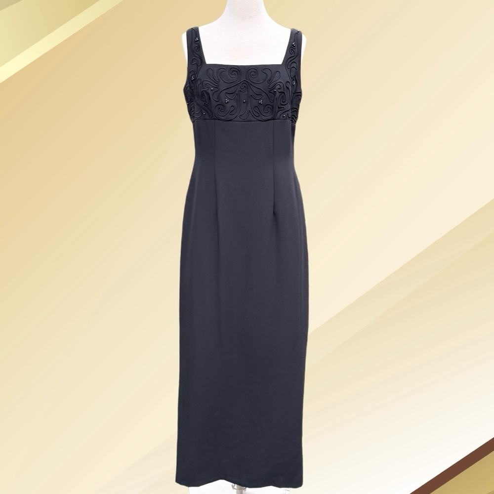 💖 Vintage Watters and Watters Elegant Black Sleeveless Evening Dress